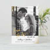 Modern White & Gold Wedding Save the Date Photo (Staand voorkant)