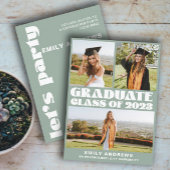 Modern White & Green 3 Photo Afstudeerder Party Kaart