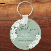 Modern -White Green Floral Wedding Favor Ke Sleutelhanger (Voorkant)
