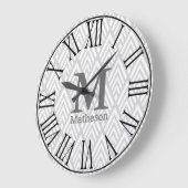 Modern White & Grey Art Deco Roman Numerieke Naam Grote Klok (Hoek)