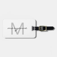 Modern White Grey Black Monogrammed Initiaal Name