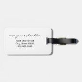 Modern White Grey Black Monogrammed Initiaal Name Bagagelabel (Achterkant horizontaal)