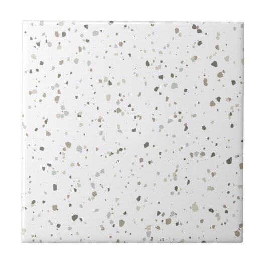 Modern White Grey Brown Terrazzo Tegeltje (Voorkant)