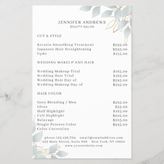 Modern White Grey Leafy Flyer (Voorkant)