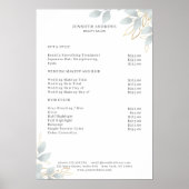Modern White Grey Leafy Poster (Voorkant)