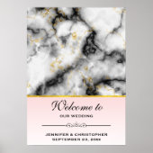 Modern White Grey Marble Wedding Welkom Poster (Voorkant)
