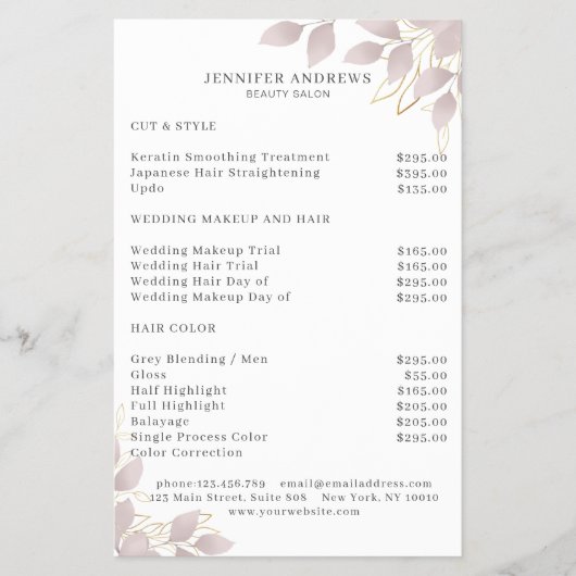 Modern, White Grey-Pink Leafy Flyer (Voorkant)