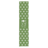 Modern White & Grren Merry Kerstmis en Fir Trees Korte Tafelloper (Voorkant)