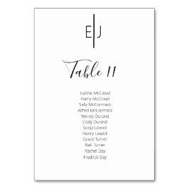 Modern White Guests  Seating List  Table Number Kaart