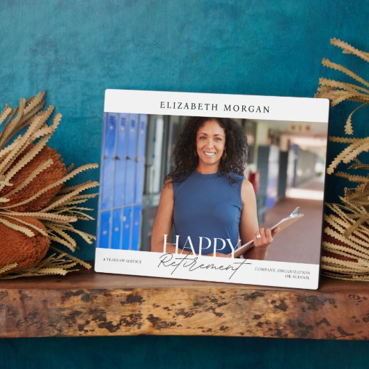 Modern White Happy Retirement Keepsake-foto Fotoplaat (Zijkant)