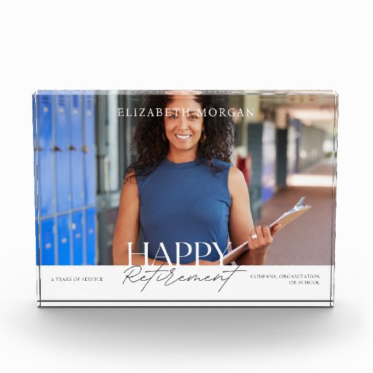 Modern White Happy Retirement Keepsake Fotoblok (Voorkant)