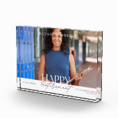 Modern White Happy Retirement Keepsake Fotoblok (Rechts)