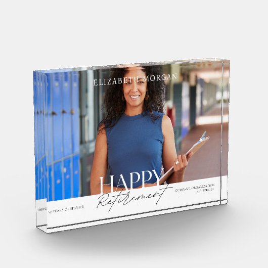 Modern White Happy Retirement Keepsake Fotoblok (Links)