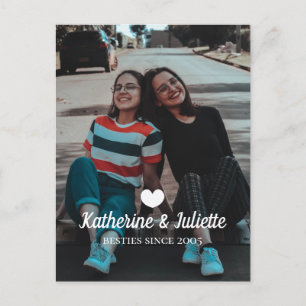 Modern White Heart Best Friend Friendship Foto Briefkaart