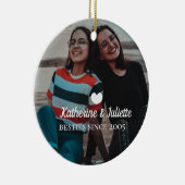 Modern White Heart Best Friend Friendship Foto Keramisch Ornament (Rechts)