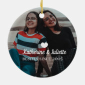 Modern White Heart Best Friend Friendship Foto Keramisch Ornament (Achterkant)