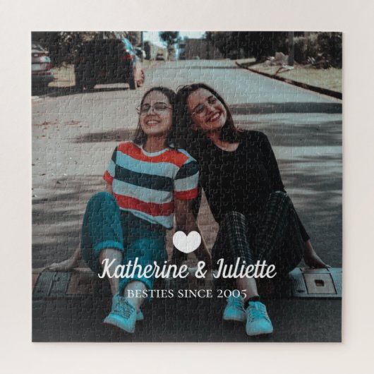 Modern White Heart Best Friend Friendship Foto Legpuzzel (Verticaal)