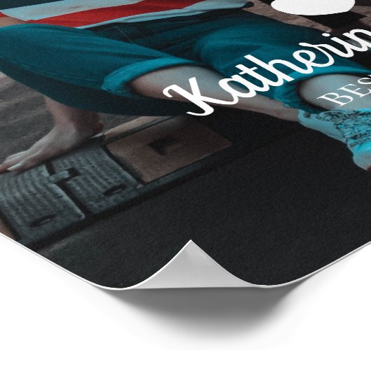 Modern White Heart Best Friend Friendship Foto Poster (Hoek)