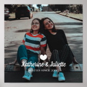 Modern White Heart Best Friend Friendship Foto Poster (Voorkant)