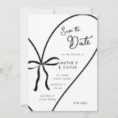 Modern White Heart Bow foto bruiloft Save the date Kaart (Voorkant)