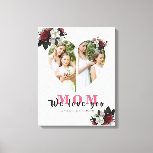 Modern White Heart Shaped Gift for Moederdag Canvas Afdruk (Voorkant)