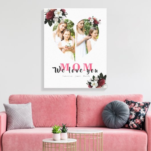 Modern White Heart Shaped Gift for Moederdag Canvas Afdruk (Insitu (Woonkamer))