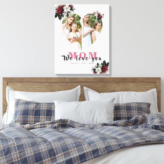 Modern White Heart Shaped Gift for Moederdag Canvas Afdruk (Insitu (Slaapkamer))