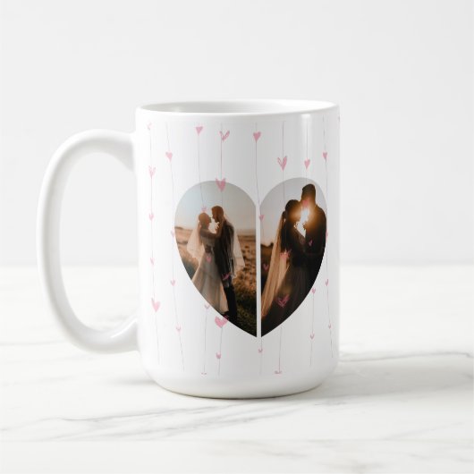 Modern White Heart Shaped Photo Custom voor haar Koffiemok (Links)