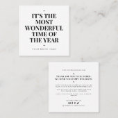 Modern white holiday business thank you  vierkante visitekaartje (Voorkant / Achterkant)