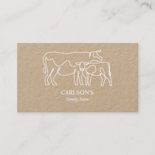 Modern White Kraft Family Cattle Boerderij Visitekaartje (Voorkant)
