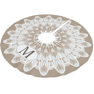 Modern White Lace Mandala Faux Burlap Kerstboom Rok