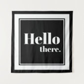 Modern White Lijst Hallo daar Typografie Wandkleed (Voorkant)