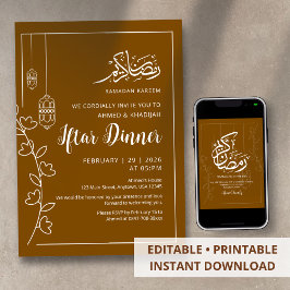 Modern White Line Artn Ramadan Iftar Dinner Kaart