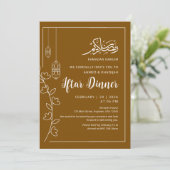 Modern White Line Artn Ramadan Iftar Dinner Kaart (Staand voorkant)