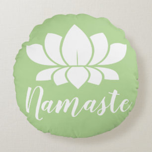 Modern White Lotus Flower Namaste Yoga Rond Kussen