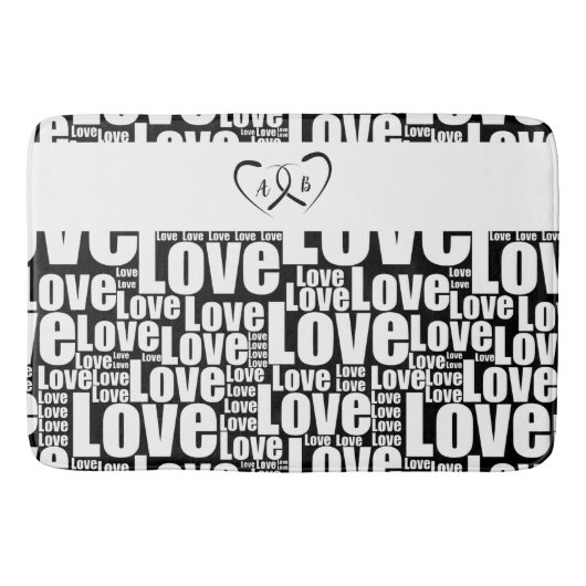 Modern White Love Typography & Entwined Hearts Badmat (Voorkant)