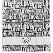 Modern White Love Typography & Entwined Hearts Douchegordijn (Voorkant)