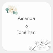 Modern White Magnolia Wedding Envelope Seal Vierkante Sticker (Voorkant)
