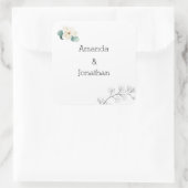 Modern White Magnolia Wedding Envelope Seal Vierkante Sticker (Tas)