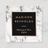 Modern White Marble Beauty Salon Vierkante Visitekaartje (Voorkant)