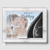 Modern White - Marble Black Abstract Gastenboek (Voorkant)