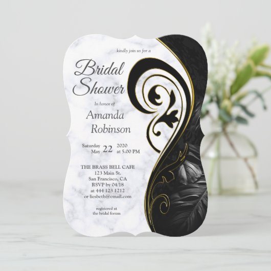 Modern White - Marble Black Abstract Kaart (Staand voorkant)