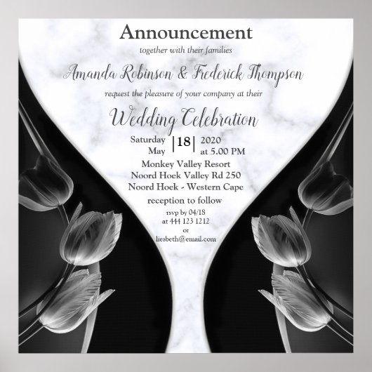 Modern White - Marble Black Abstract Poster (Voorkant)