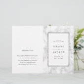 Modern White Marble Folded Wedding Programme (Staand voorkant)