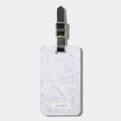 Modern White Marble Personalized Bagagelabel (Voorkant verticaal)