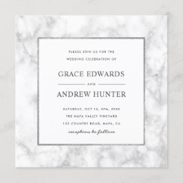 Modern White Marble Wedding Kaart