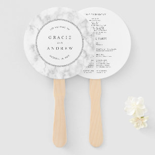 Modern White Marble Wedding Programme Handwaaier