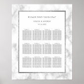 Modern White Marble Wedding Seating Chart Poster (Voorkant)
