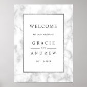Modern White Marble Wedding Welcome Sign Poster (Voorkant)