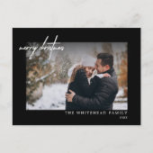 Modern White Merry kerstcadeau zwart Briefkaart (Voorkant)